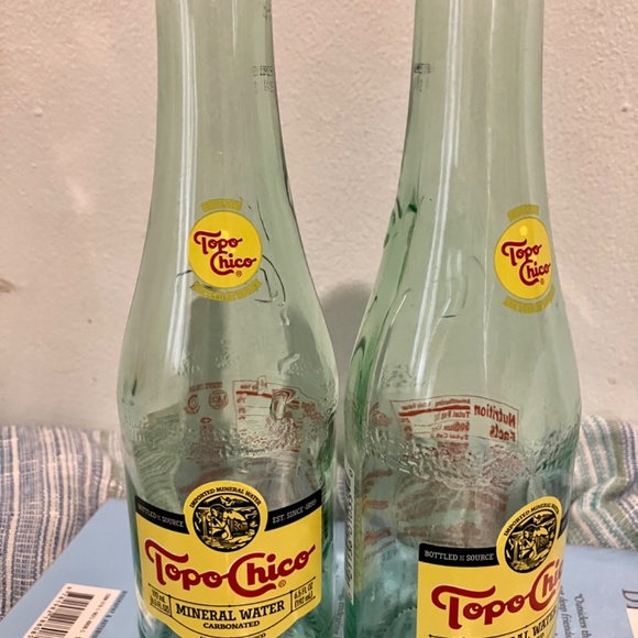 Topo Chico Bottles Set of 2, green glass , mini bottles, empty - Picture 2 of 4